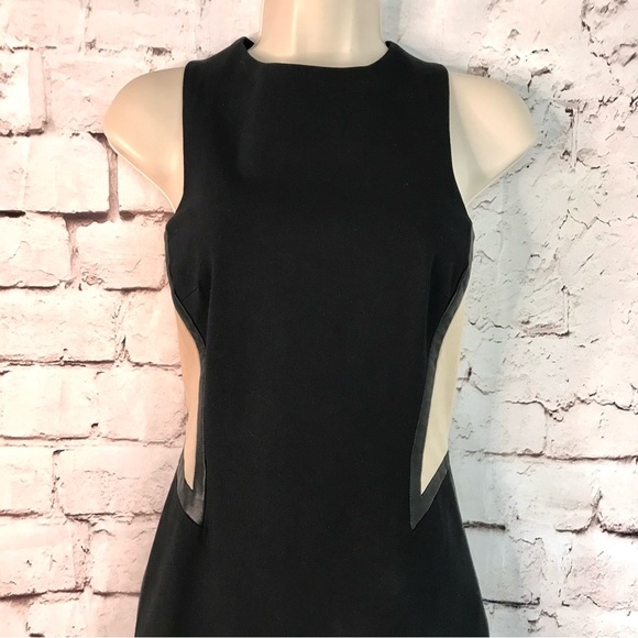 RAG & BONE Piper Leather Trim Mesh Panels Mini Sheath Dress Black and Tan Size 2 - Picture 16 of 16